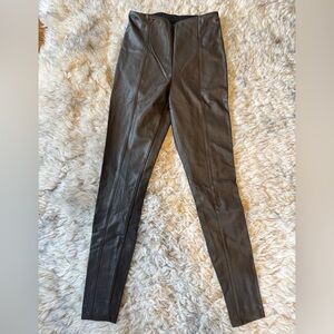 Lysse Chocolate Brown Faux Leather Leggings SIZE SMALL
